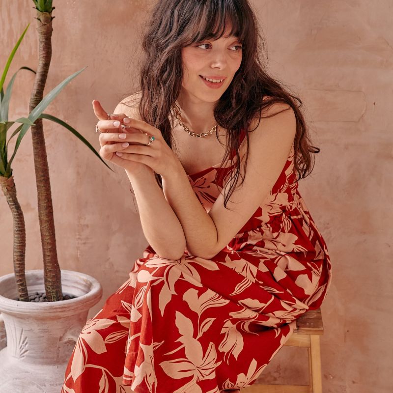 Luisa Linen Culotte Jumpsuit - Red image