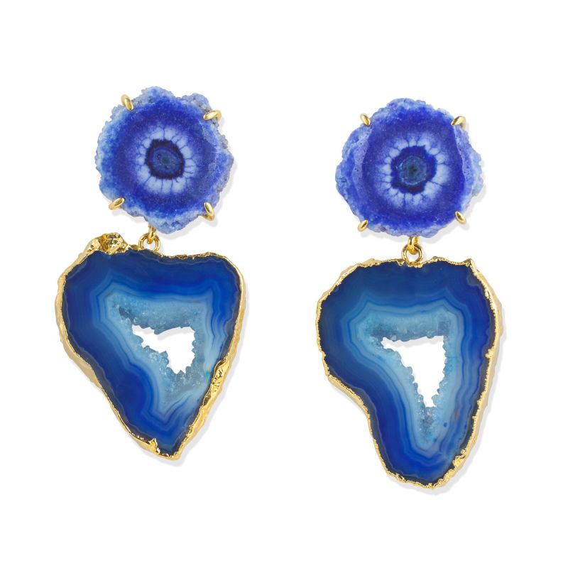 'Deep Love' Cobalt Blue Gemstone Gold Statement Earrings image