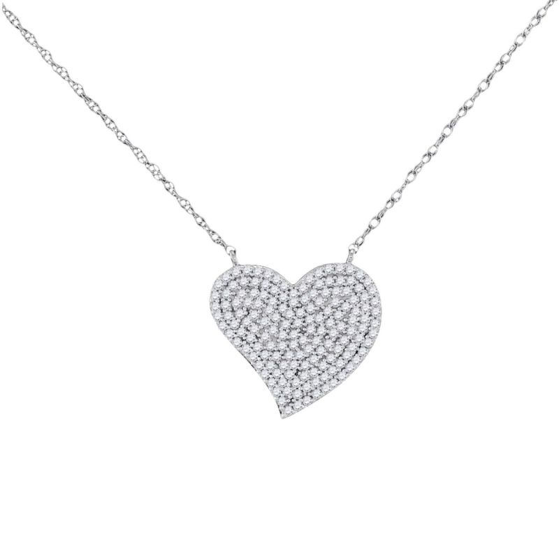 Diamond Heart Cluster Necklace in 10k White Gold image