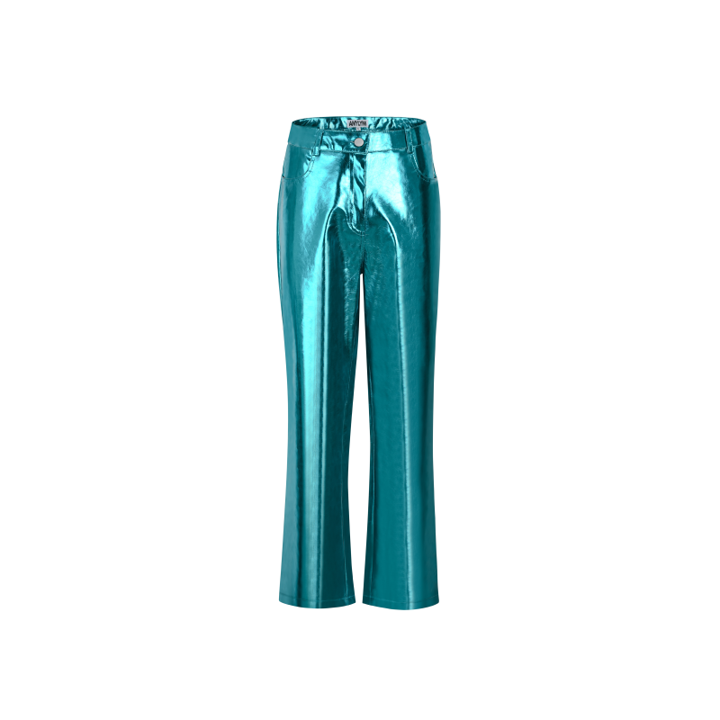 Lupe Blue Metallic Vegan Leather Trousers image