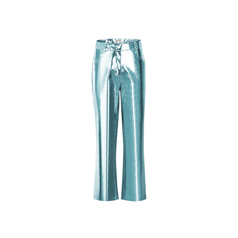 Lupe Ice Blue Metallic Vegan Leather Trousers image