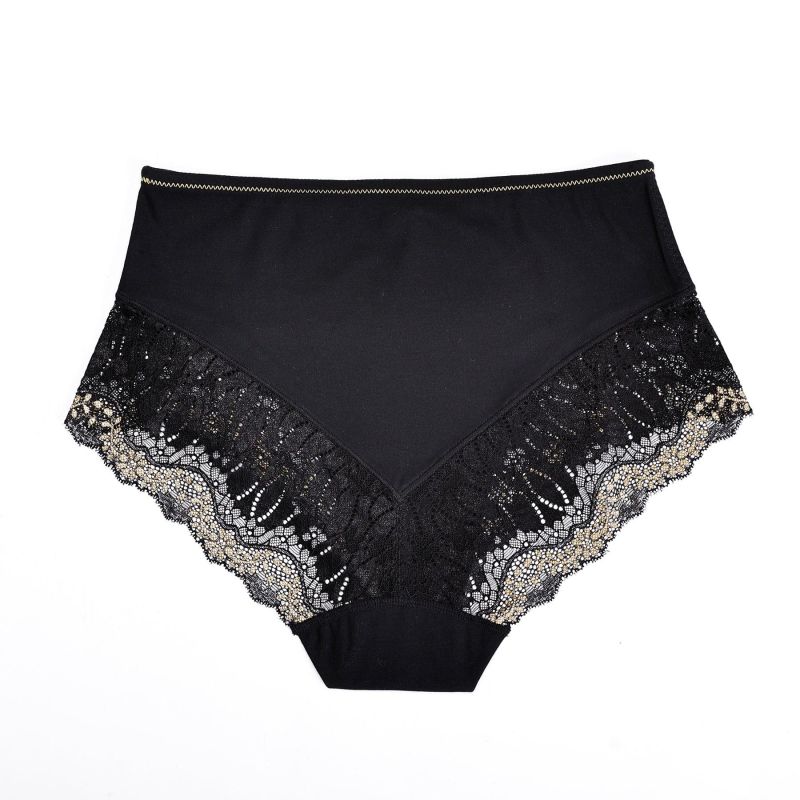 Organic Cotton Lacey Briefs - Black