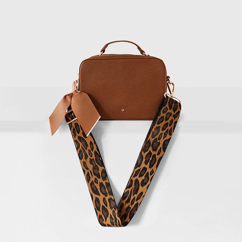 Luxe Tan Leopard Print Bag Strap. image