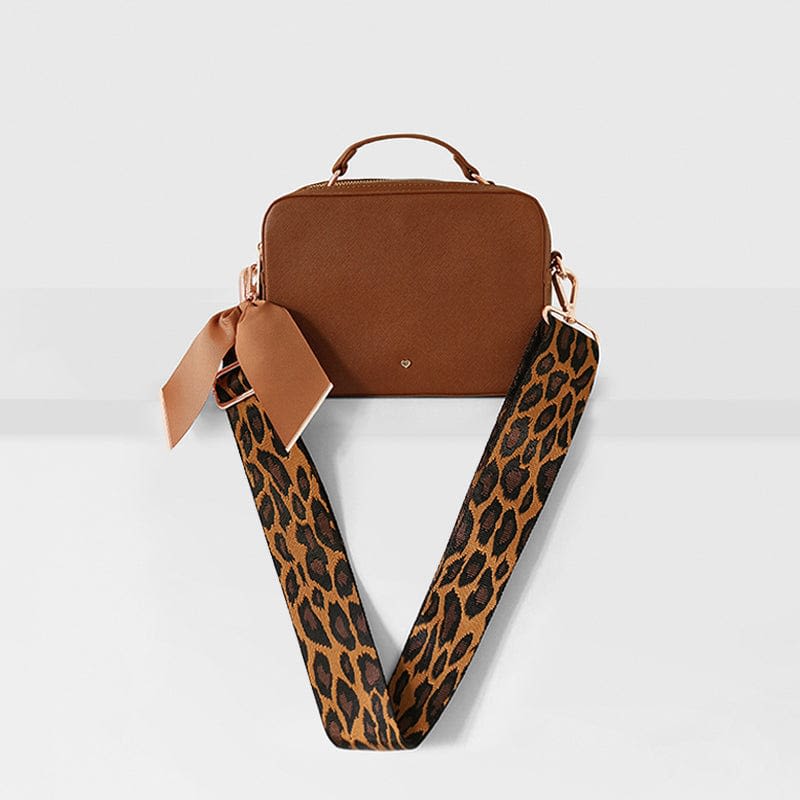 Women's Luxe Tan Leopard Print Bag Strap | Johnny Loves Rosie