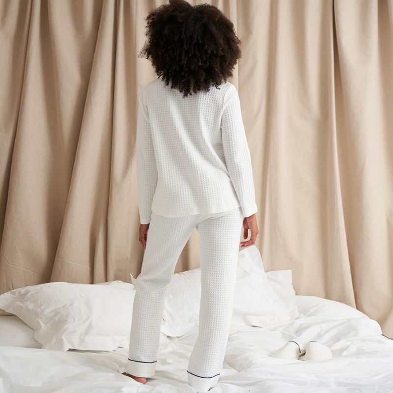 Luxury Suite Waffle Pyjama Set In White image