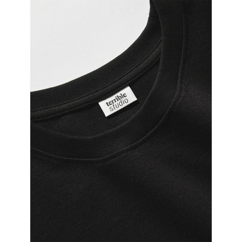 Earth Embroidered Organic Cotton T-Shirt Black image