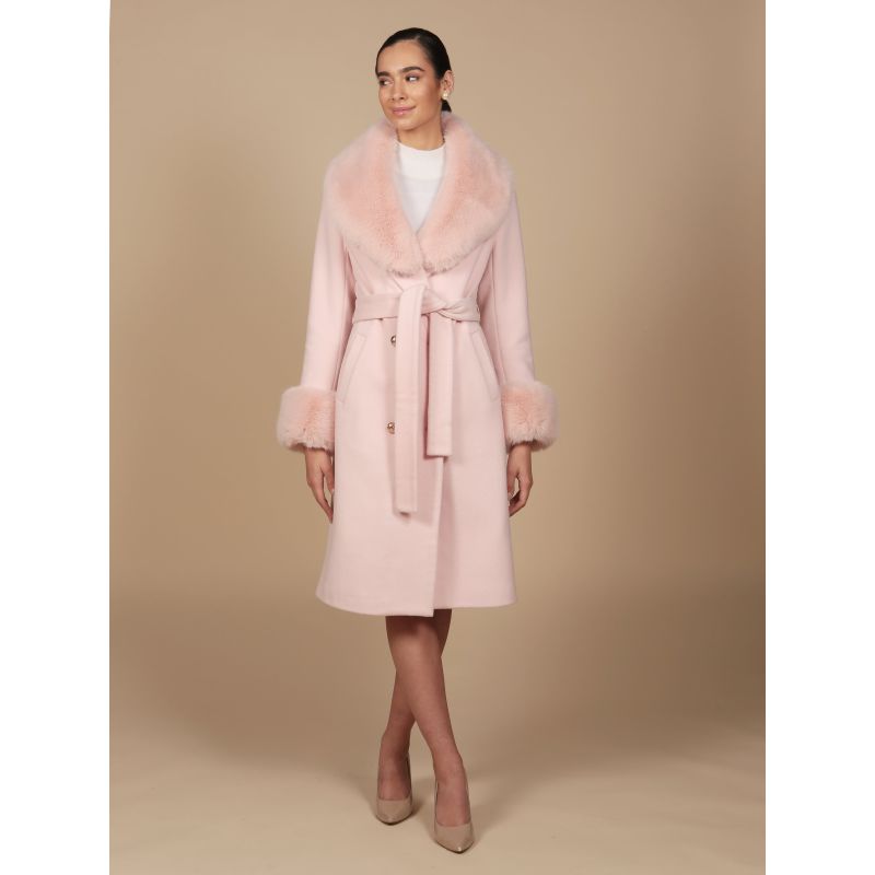'Marlene' 100% Cashmere & Wool Coat In Rosa image