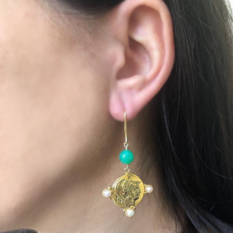 Athena Pearl & Chrysoprase Earrings image