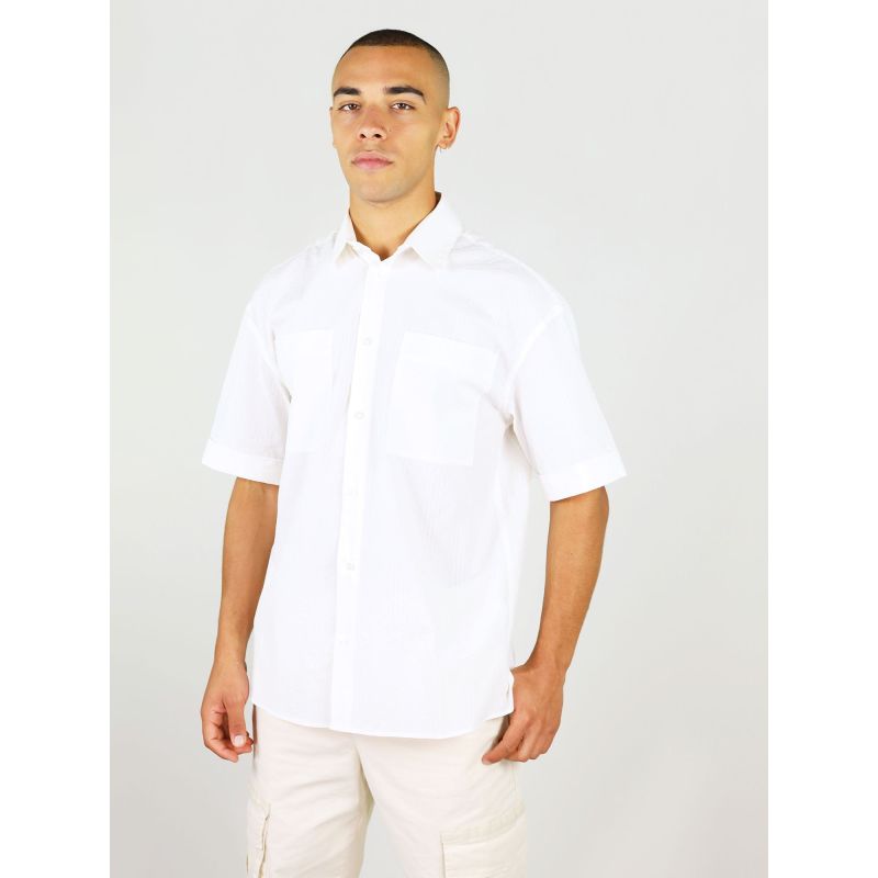 Ocean Drive Mens Relaxed Linen Shirt, Upcycled Linen, In White image