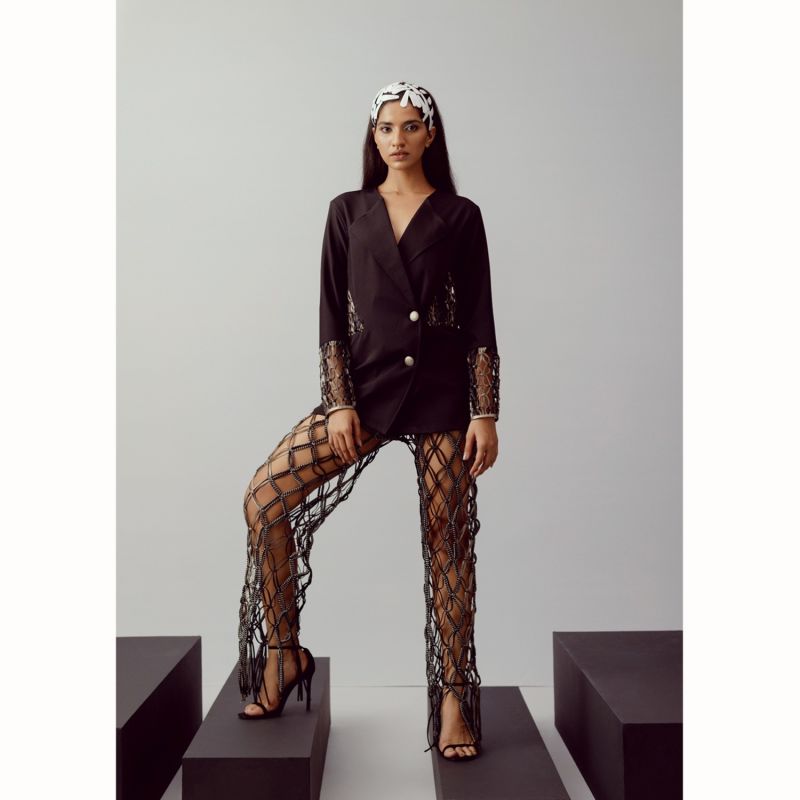 Lydia Pants In Leather & Rope Macrame image
