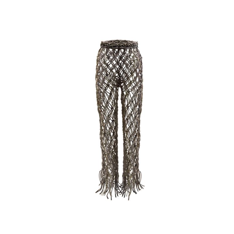 Lydia Pants In Leather & Rope Macrame image