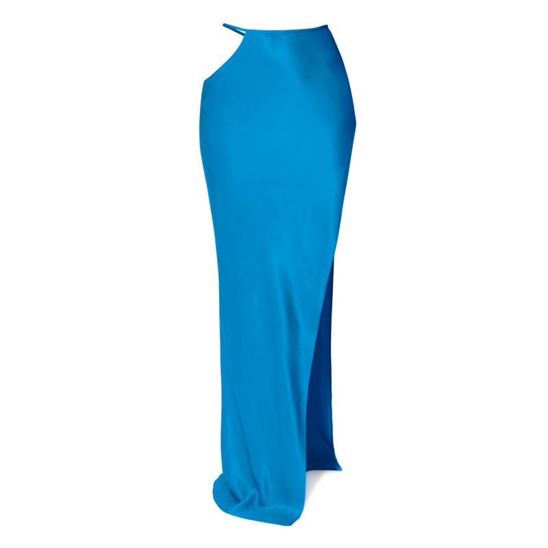 Faye Cosmic Blue Satin Maxi Skirt | Aggi | Wolf & Badger