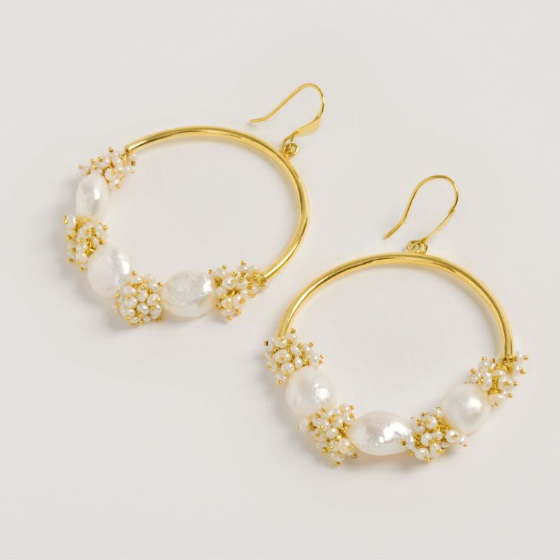 Seed & Baroque Pearl Large Hoops image