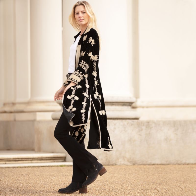 Suki Black Velvet Coat Dress image