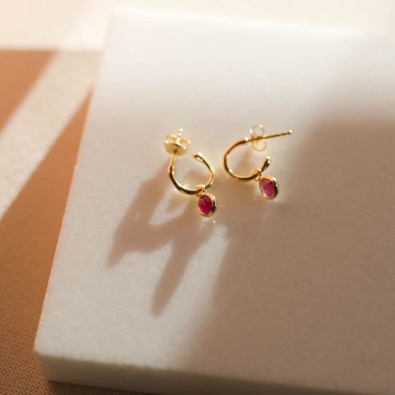 Hampton Ruby & Gold Vermeil Gemstone Earrings image