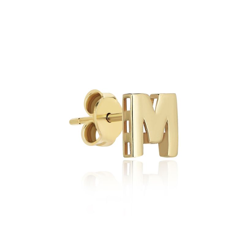 M Initial Single Earring In 14K Gold image
