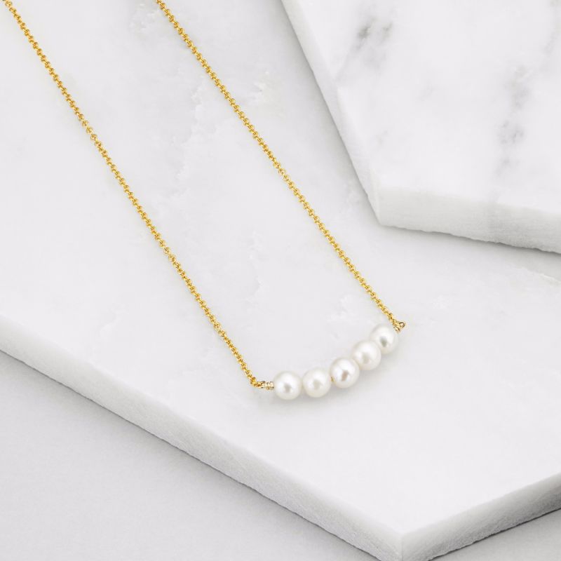 Gold Pearl Cluster Necklace image
