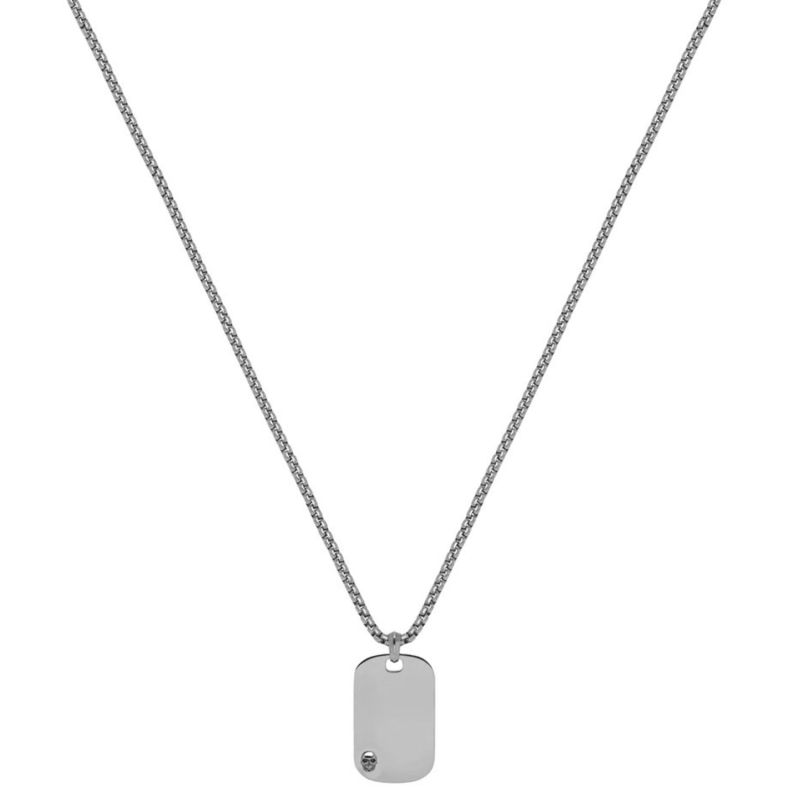 Atticus Skull ID Tag Necklace In Silver image