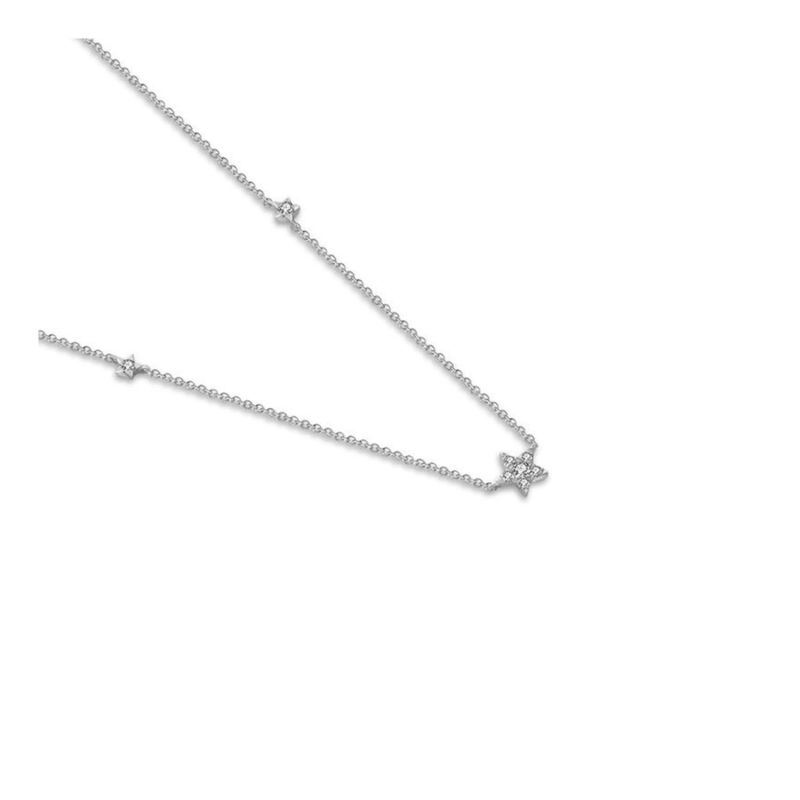 18K White Gold Triple Star Shape Diamond Necklace / Choker image