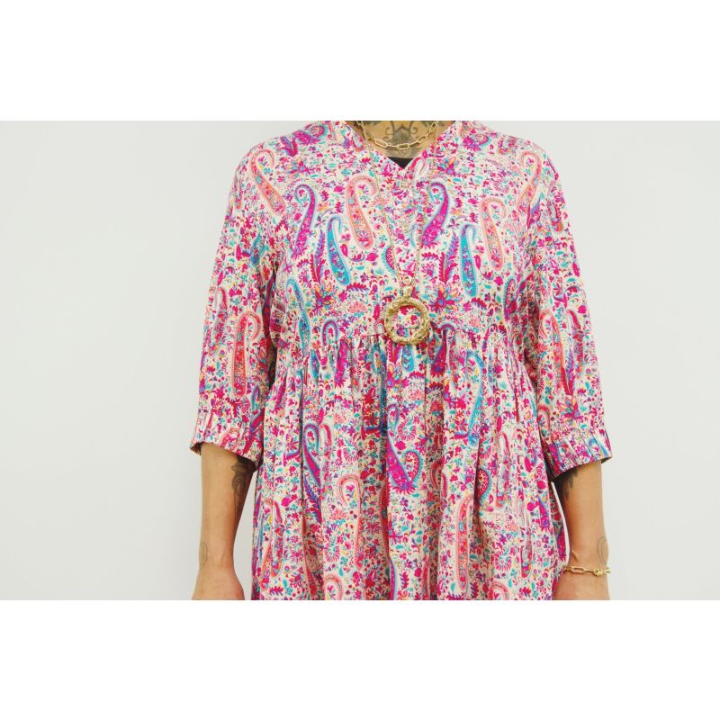 Sara -Pink Paisley Skater Style Shirt Dress image