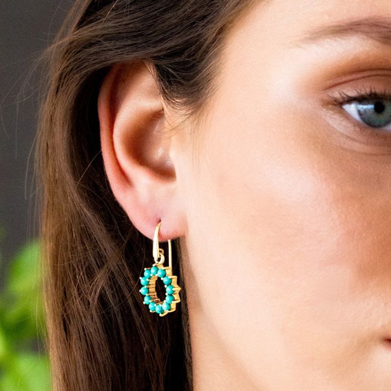 Halo Radiance Gold Vermeil Drop Earrings - Turquoise image