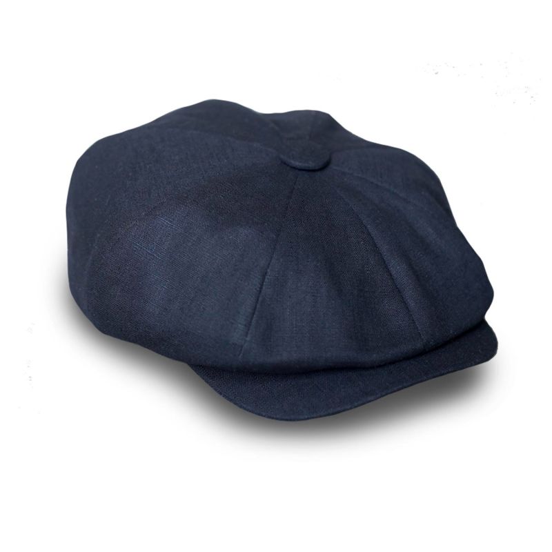 Alberts Nights Bakerboy Hat In Black Washed Linen image