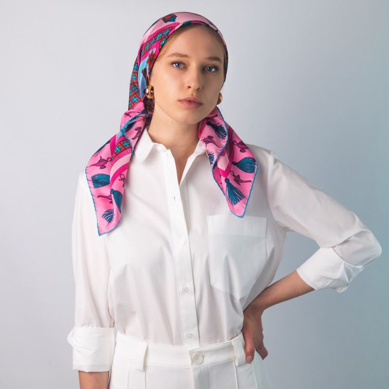 Pink silk scarf - The Moroccan Days - Ilona Tambor