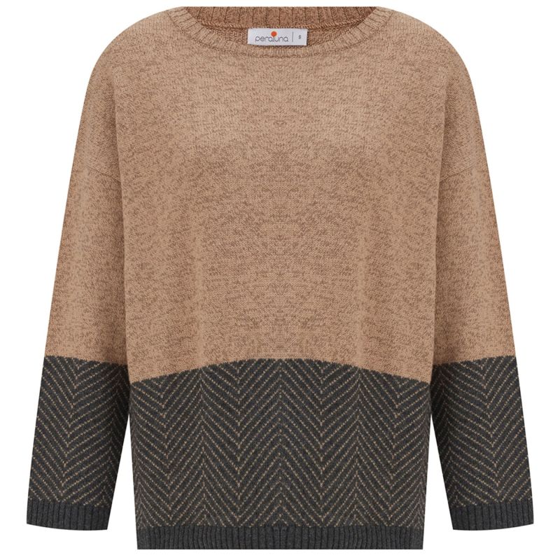 Mabel Pullover Jacquard Pattern Knit Jumper In - Pale Taupe image