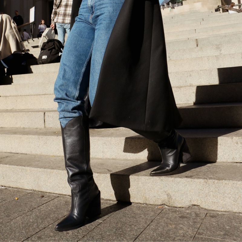 Macao Western Cowboy Boots In Black Leather | STIVALI NEW YORK | Wolf ...