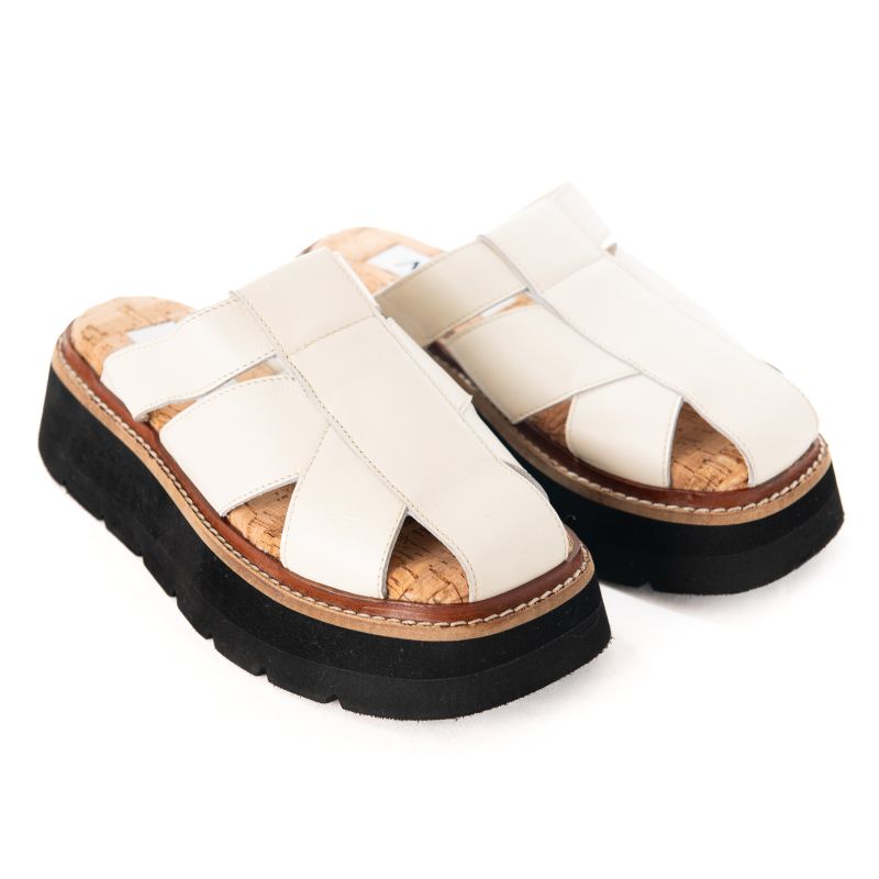 Mace - Coconut White Leather Backless Chunky Sandal image