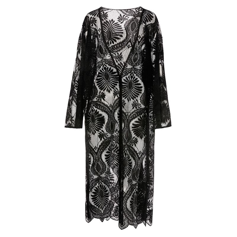Macrame Black Kimono | BLUZAT | Wolf & Badger