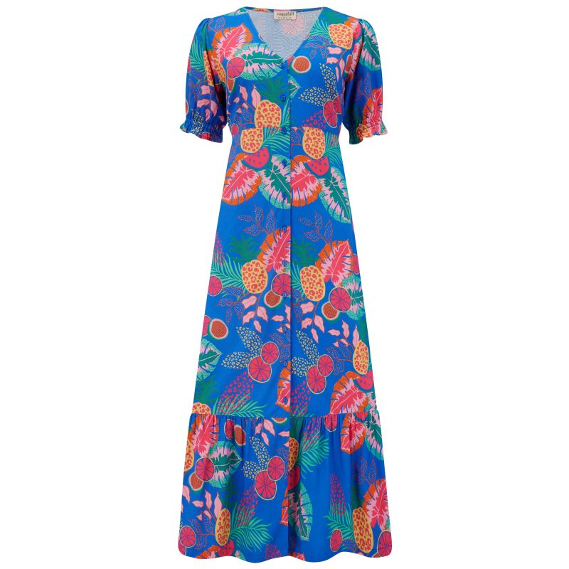 Maddox Tiered Midi Dress Multi, Tropical Fruits Sugarhill Brighton Wolf & Badger