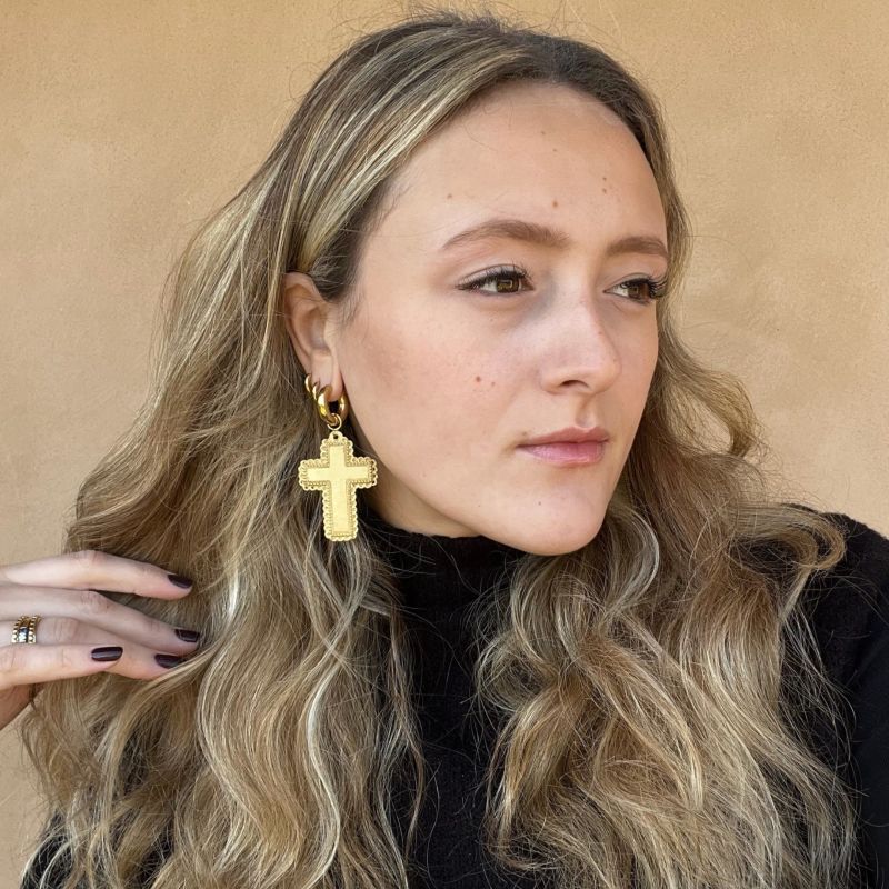 Madonna cross earrings top