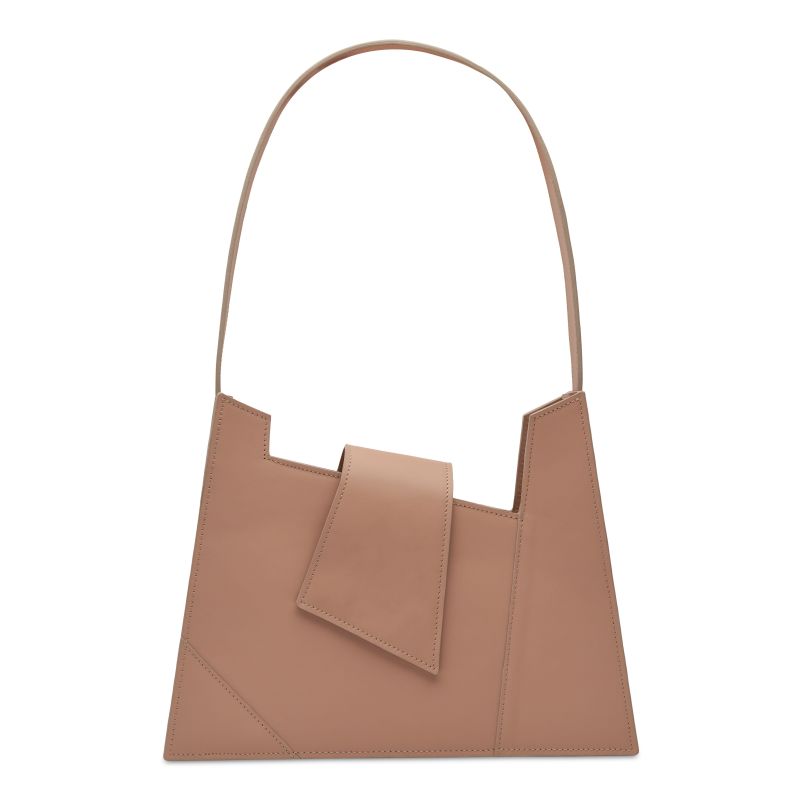 "Assymetrical Shape Shoulder Bag, Nude" image