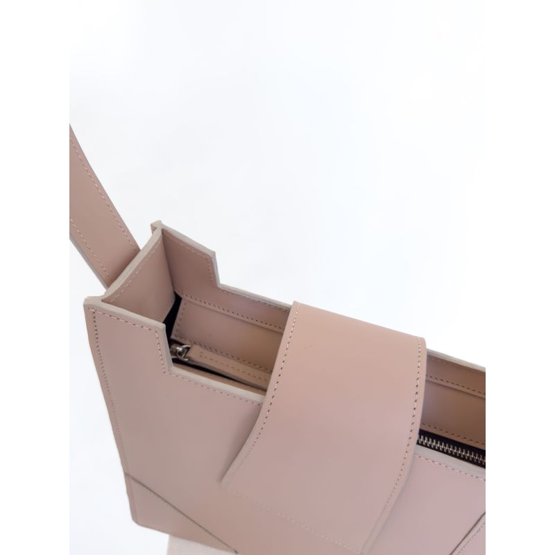 "Assymetrical Shape Shoulder Bag, Nude" image