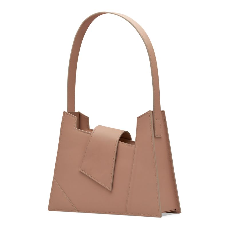 "Assymetrical Shape Shoulder Bag, Nude" image