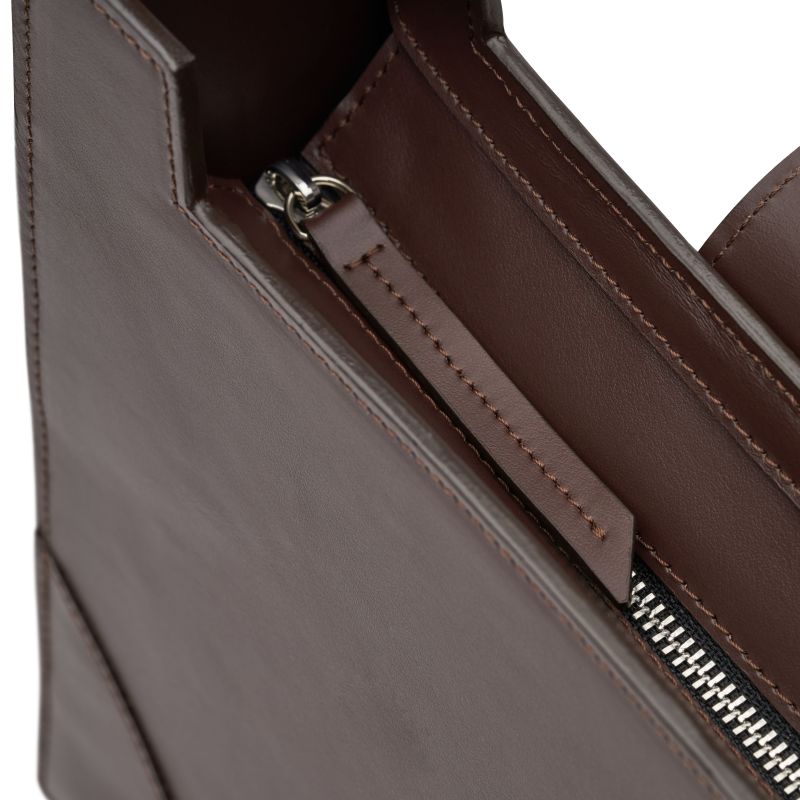 "Asymmetrical Shape Shoulder Bag, Brown" image