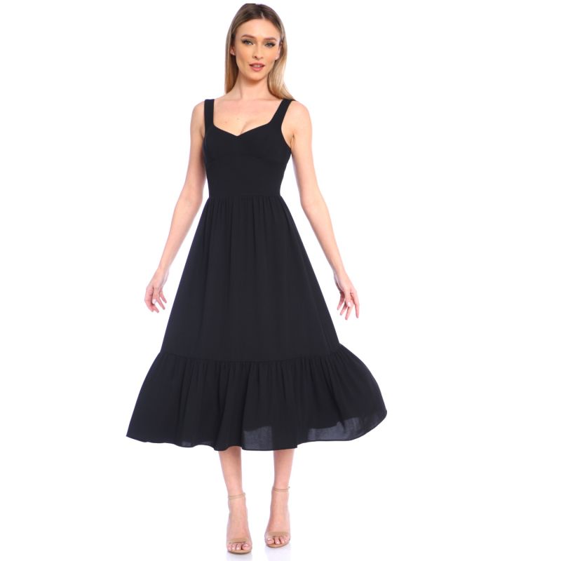 Madrid Midi Dress In Black Roserry Wolf And Badger 8542