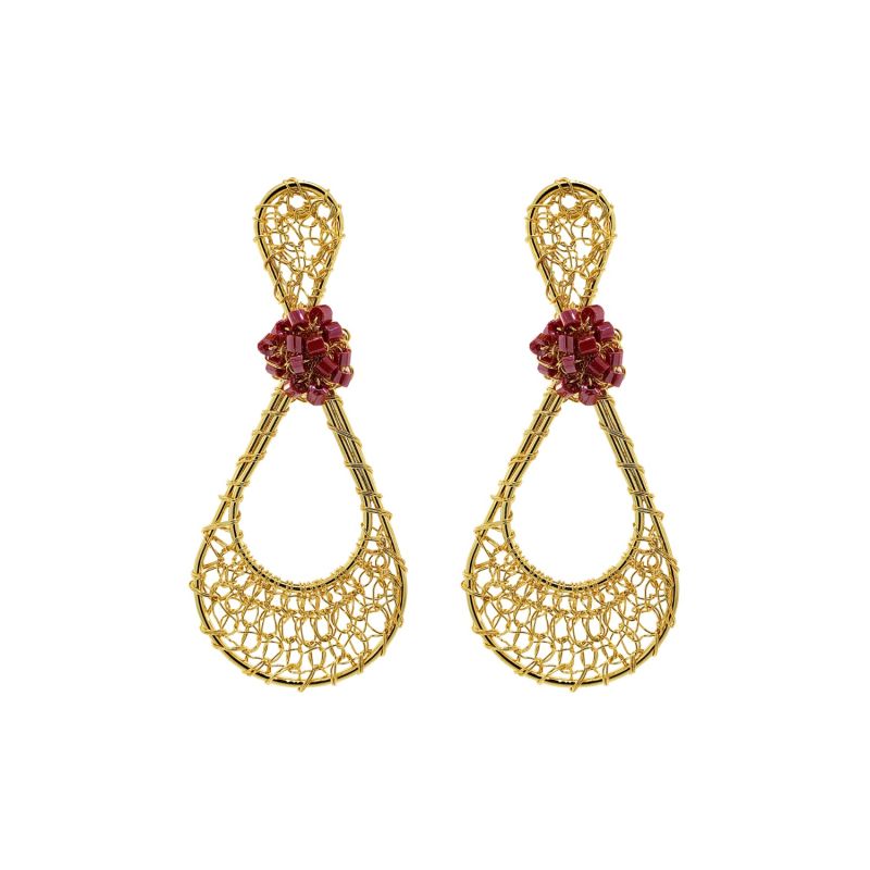 Magenta & Gold Olivia Handmade Earrings image