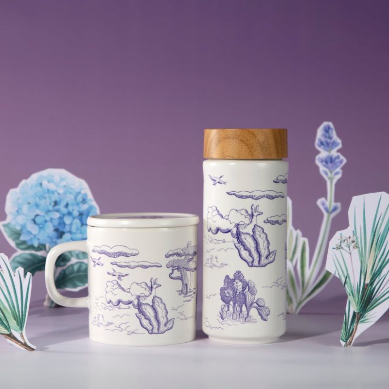 Magic Garden Travel Mug & Mug Gift Set - Purple & White image