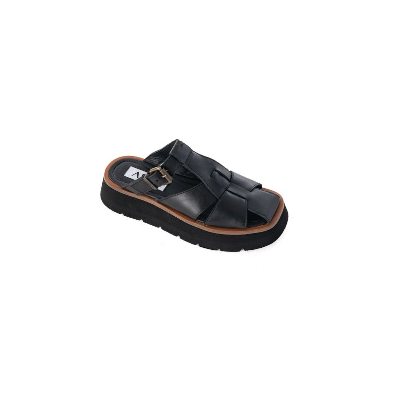 Magnolia - Black Leather Chunky Sandal image