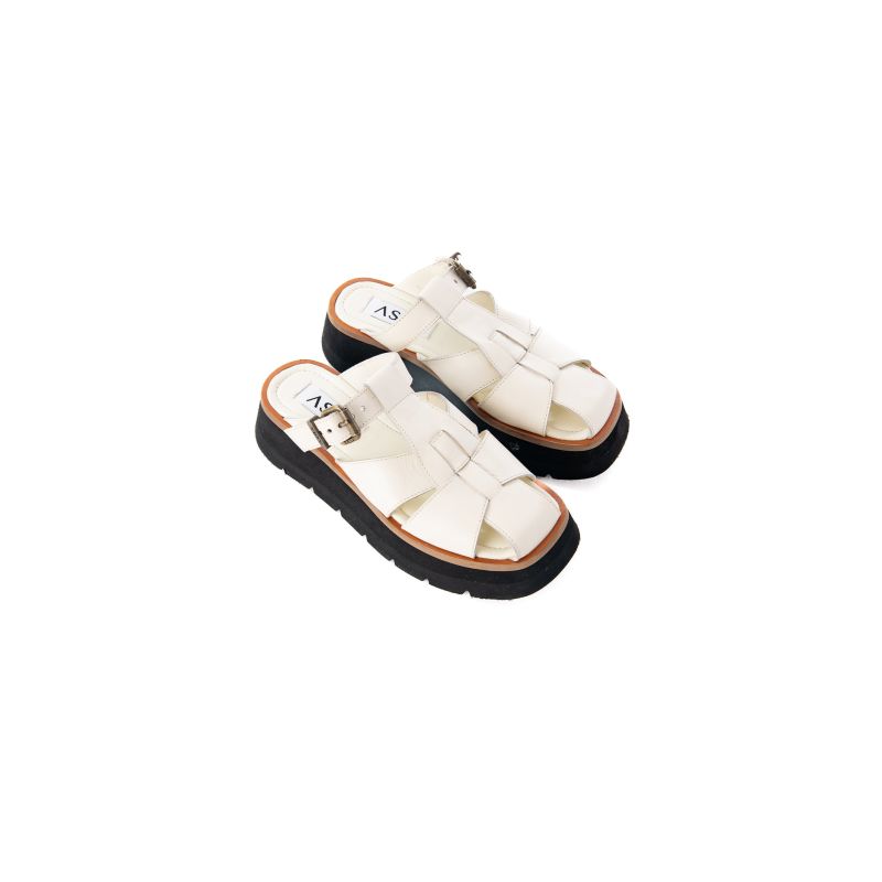 Magnolia - Coconut White Leather Chunky Sandal image