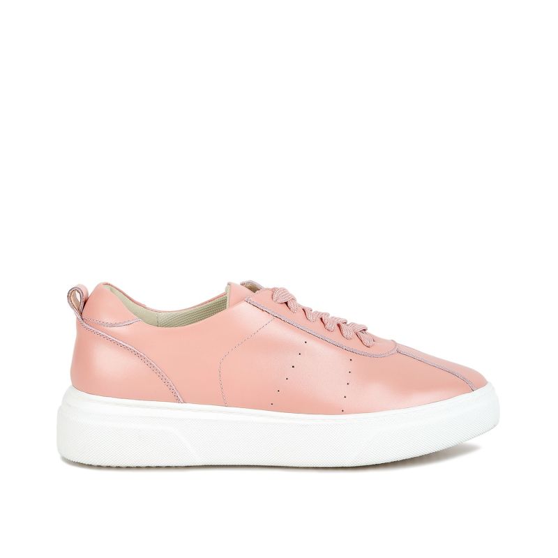 Magull Solid Lace Up Leather Sneakers In Pink image