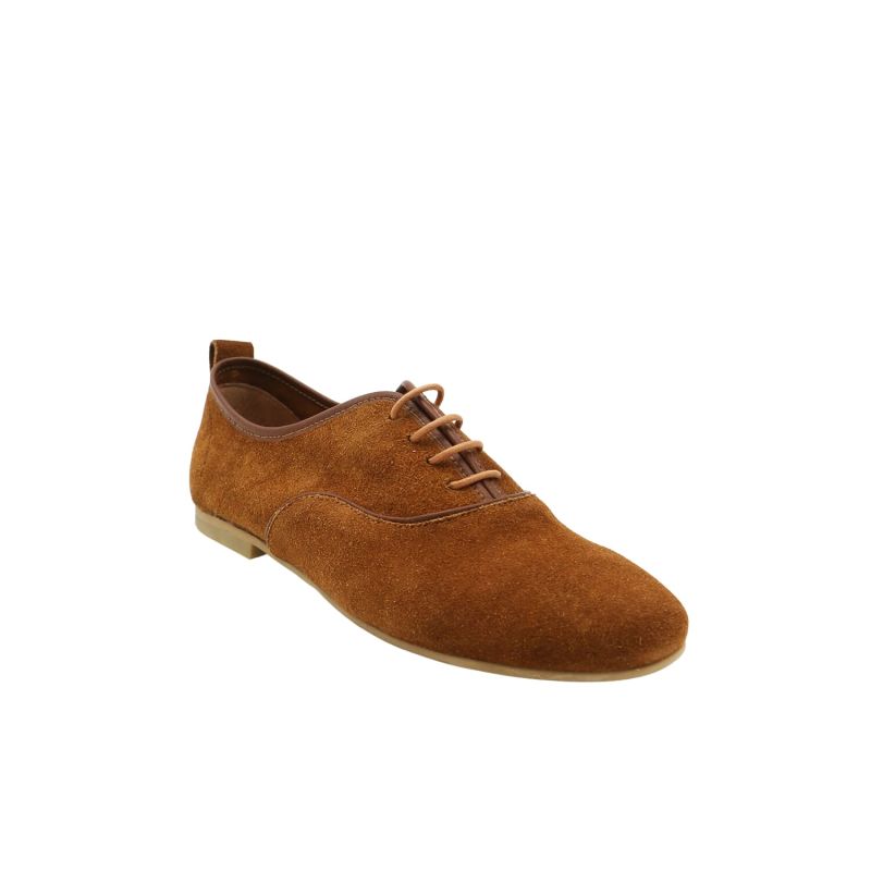 Maku Oxford Flats In Tan Caramel Suede image