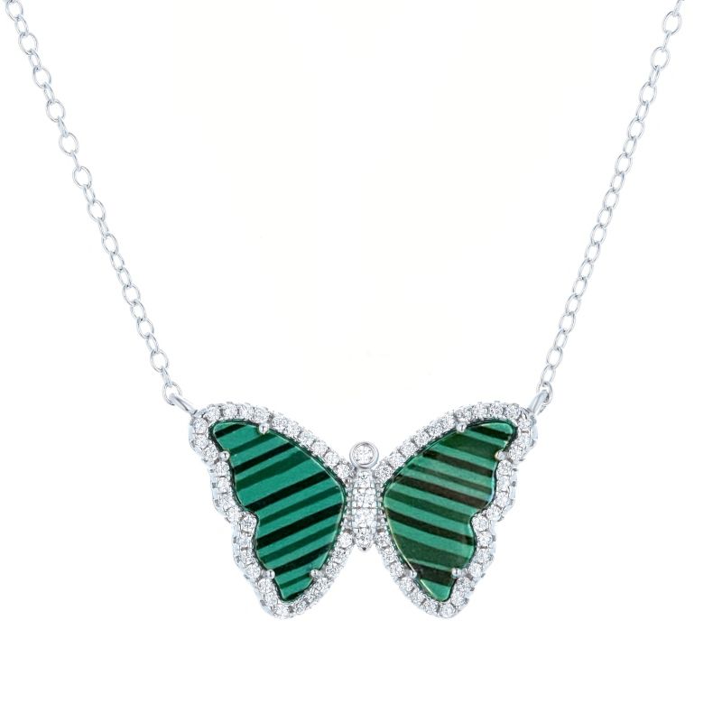 Malachite Butterfly Necklace With Crystals image