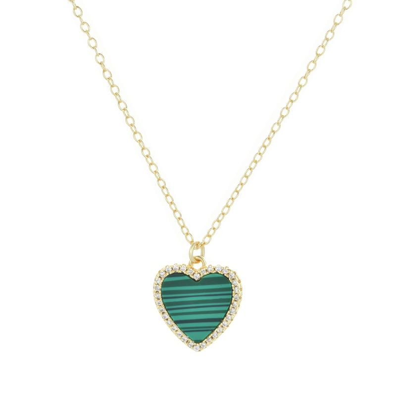 Malachite Heart Necklace With Crystals image