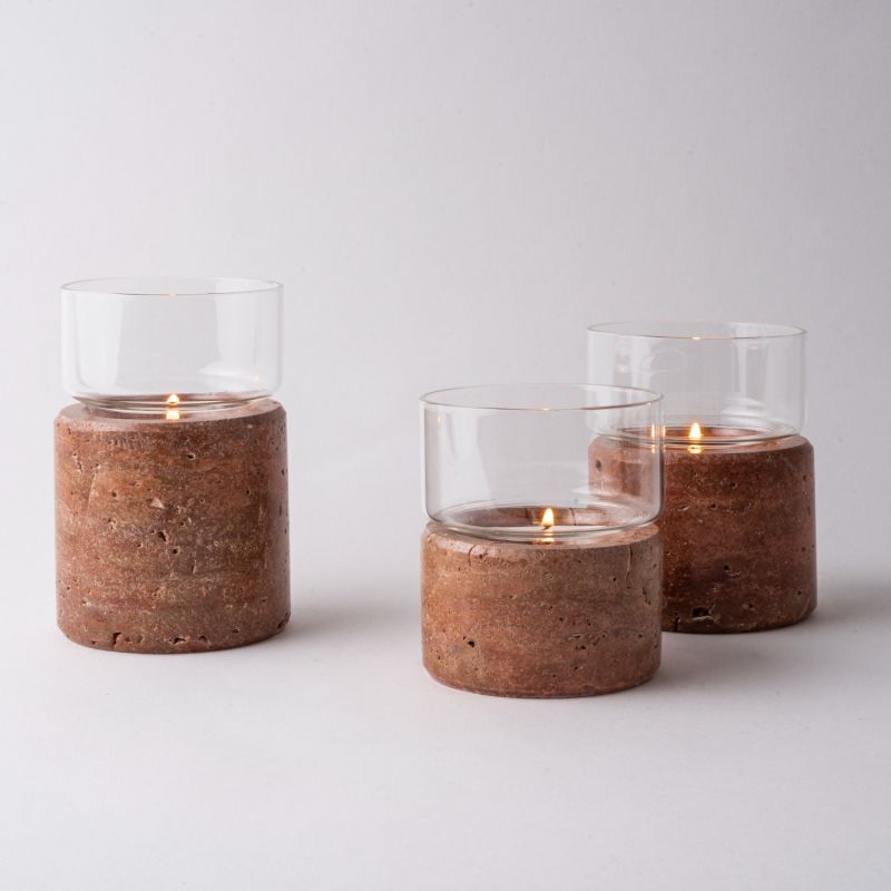 Santuario Candle Holder Set Red Marble And Jacob Wolf & Badger