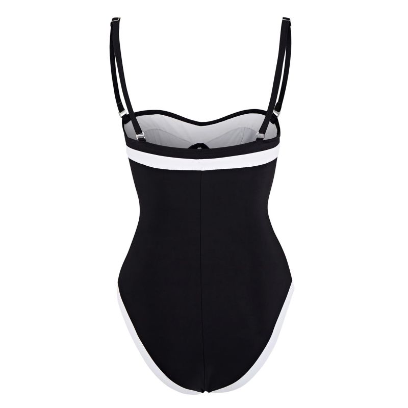 Marceline One Piece In Black With White Binding And Panels image