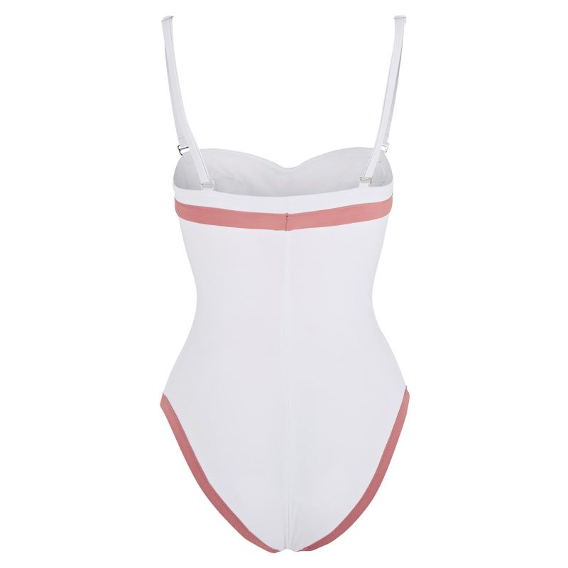 Marceline One Piece Swimsuit In White With Dusky Pink Binding And Panels image