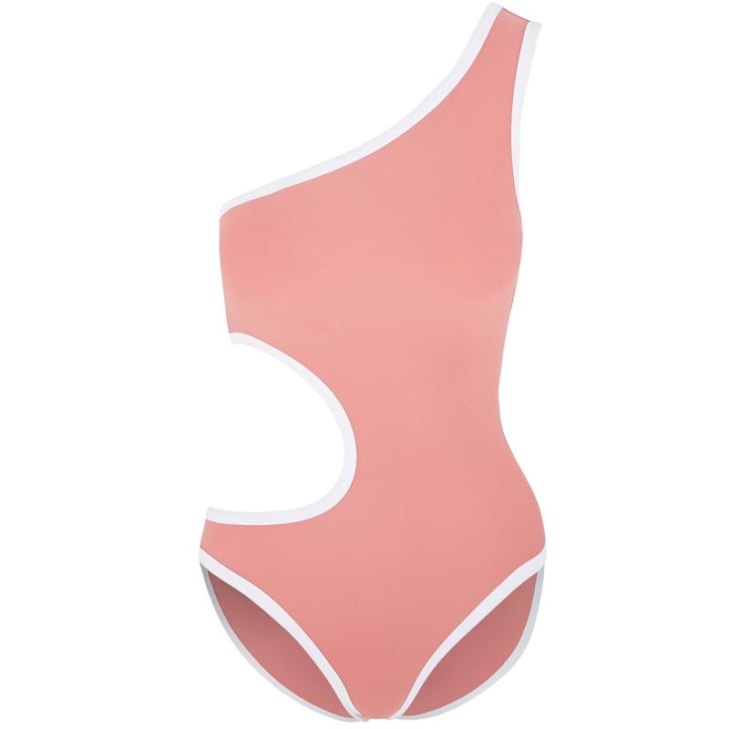 Maren One Piece Swimsuit In Dusky Pink With White Binding image